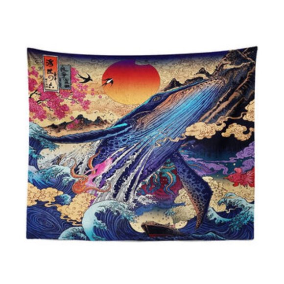 Japanese Sea Ocean Wave Hanging Decor Tapestry 3D - Picture 3 of 6